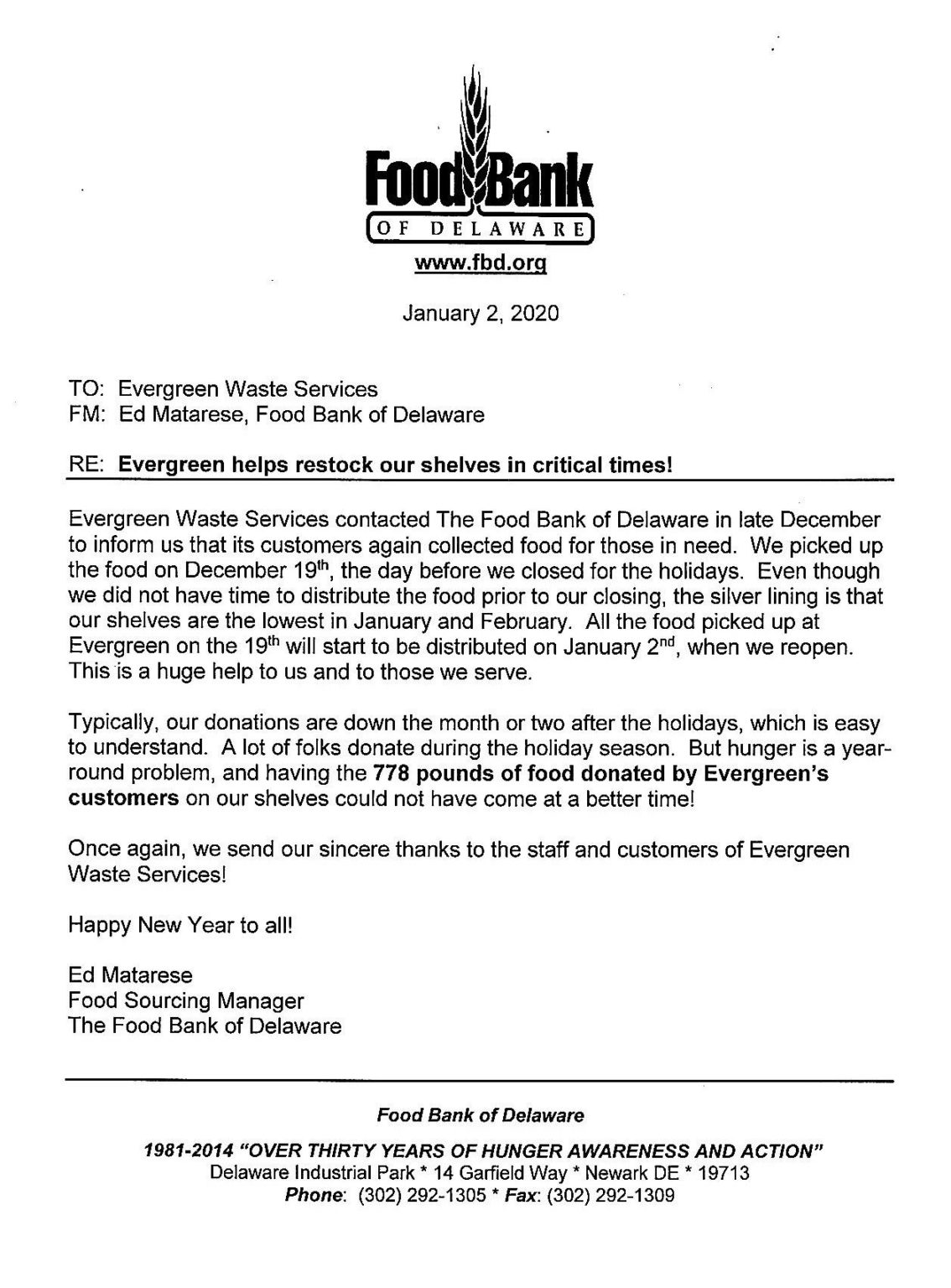 Starting 2020 in the right direction. Evergreen Waste Services